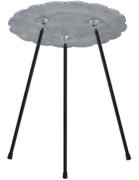 Table d'appoint originale Fleur Ronde en Métal Argenté Noir Vieilli Xevria - 6