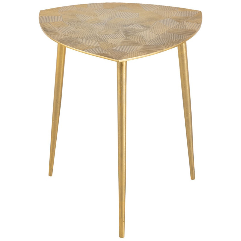 Table d'appoint moderne Triangulaire en Métal Doré Vieilli Mirlae - 1