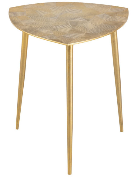 Table d'appoint moderne Triangulaire en Métal Doré Vieilli Mirlae - 1
