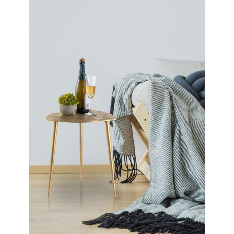 Table d'appoint moderne Triangulaire en Métal Doré Vieilli Mirlae - 2