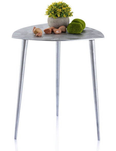Table d'appoint moderne Triangulaire en Métal Argenté Vieilli Mirlae - 9