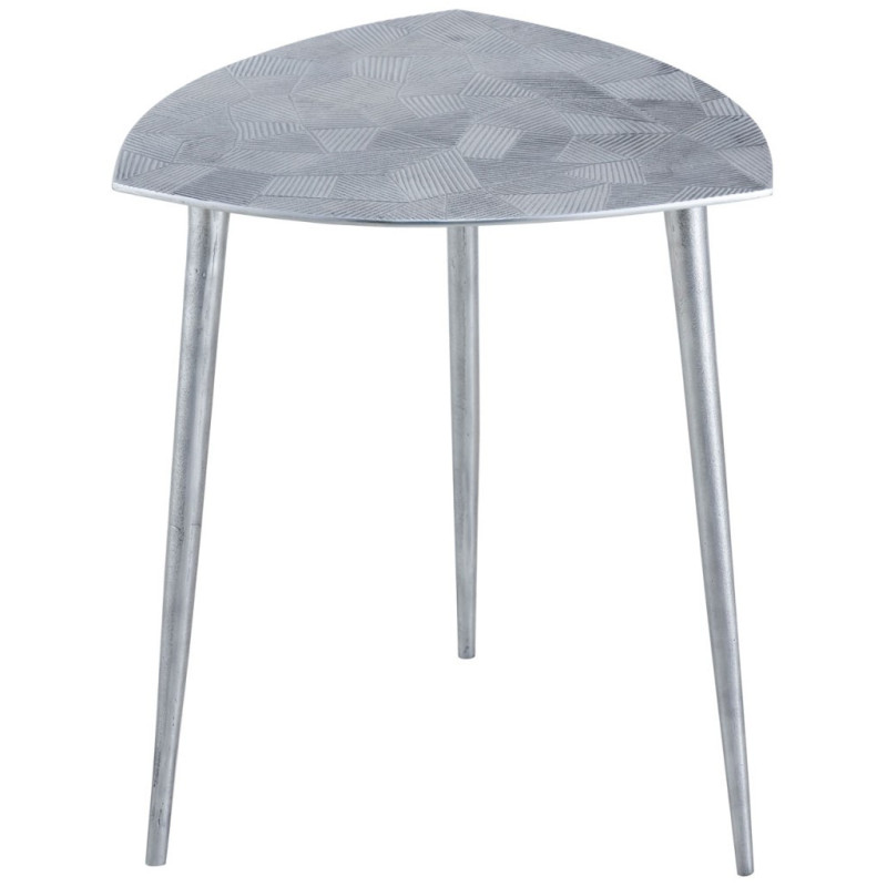 Table d'appoint moderne Triangulaire en Métal Argenté Vieilli Mirlae - 1