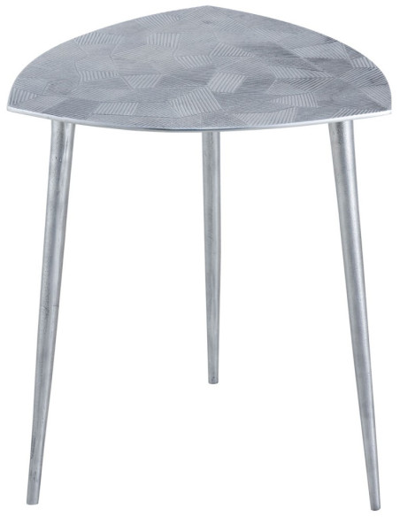 Table d'appoint moderne Triangulaire en Métal Argenté Vieilli Mirlae - 1