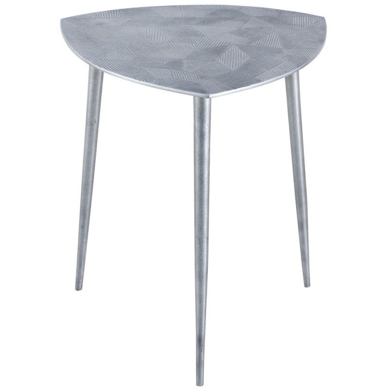 Table d'appoint moderne Triangulaire en Métal Argenté Vieilli Mirlae - 3