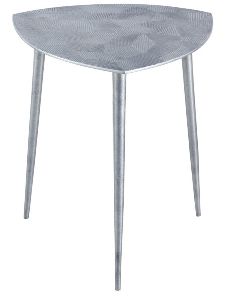 Table d'appoint moderne Triangulaire en Métal Argenté Vieilli Mirlae - 3