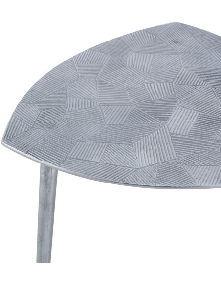 Table d'appoint moderne Triangulaire en Métal Argenté Vieilli Mirlae - 5