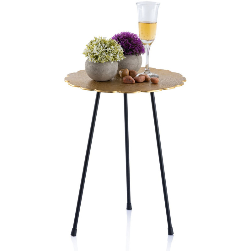 Table d'appoint originale Fleur Ronde en Métal Doré Noir Vieilli Xevria - 9