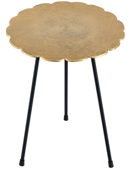 Table d'appoint originale Fleur Ronde en Métal Doré Noir Vieilli Xevria - 3