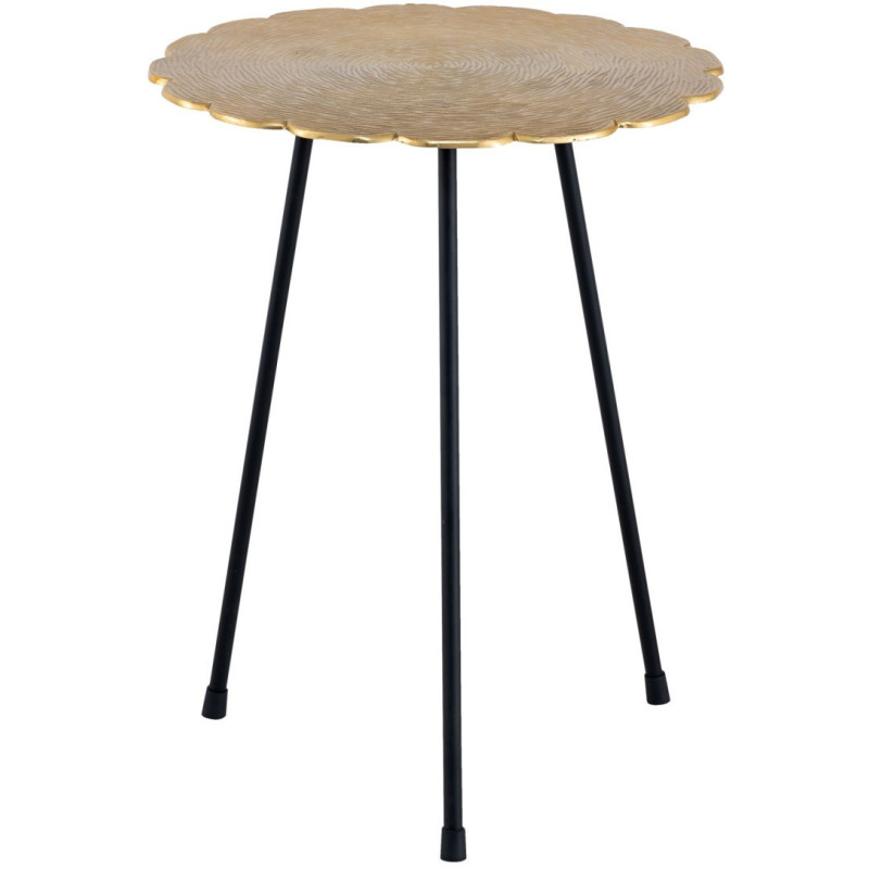 Table d'appoint originale Fleur Ronde en Métal Doré Noir Vieilli Xevria - 1
