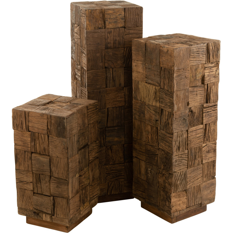 Sellette haute Hauteur 105 cm Carrée en Bois Naturel Woody J-Line - 4