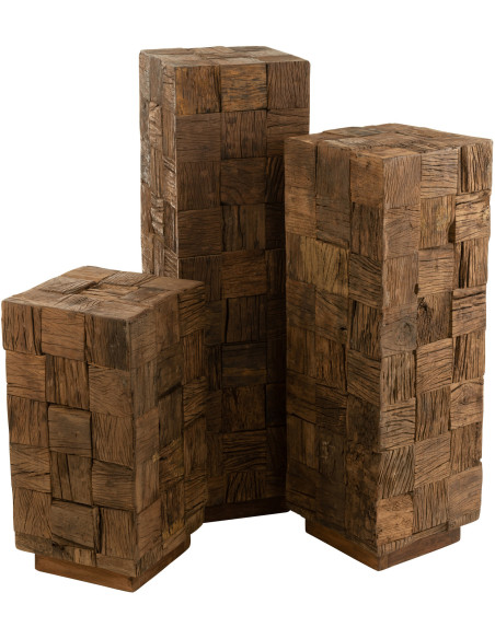 Sellette haute Hauteur 105 cm Carrée en Bois Naturel Woody J-Line - 4