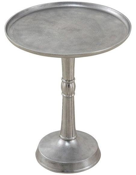 Sellette haute vintage Ronde en Métal Argenté Vieilli Pyrven - 1