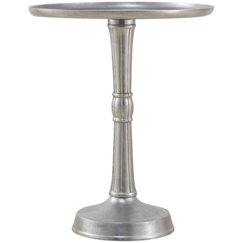 Sellette haute vintage Ronde en Métal Argenté Vieilli Pyrven - 3