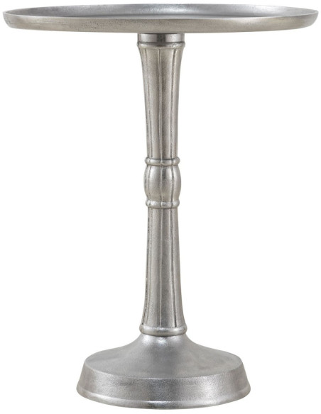 Sellette haute vintage Ronde en Métal Argenté Vieilli Pyrven - 3