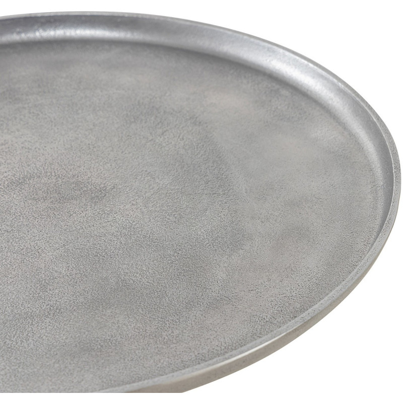 Sellette haute vintage Ronde en Métal Argenté Vieilli Pyrven - 4