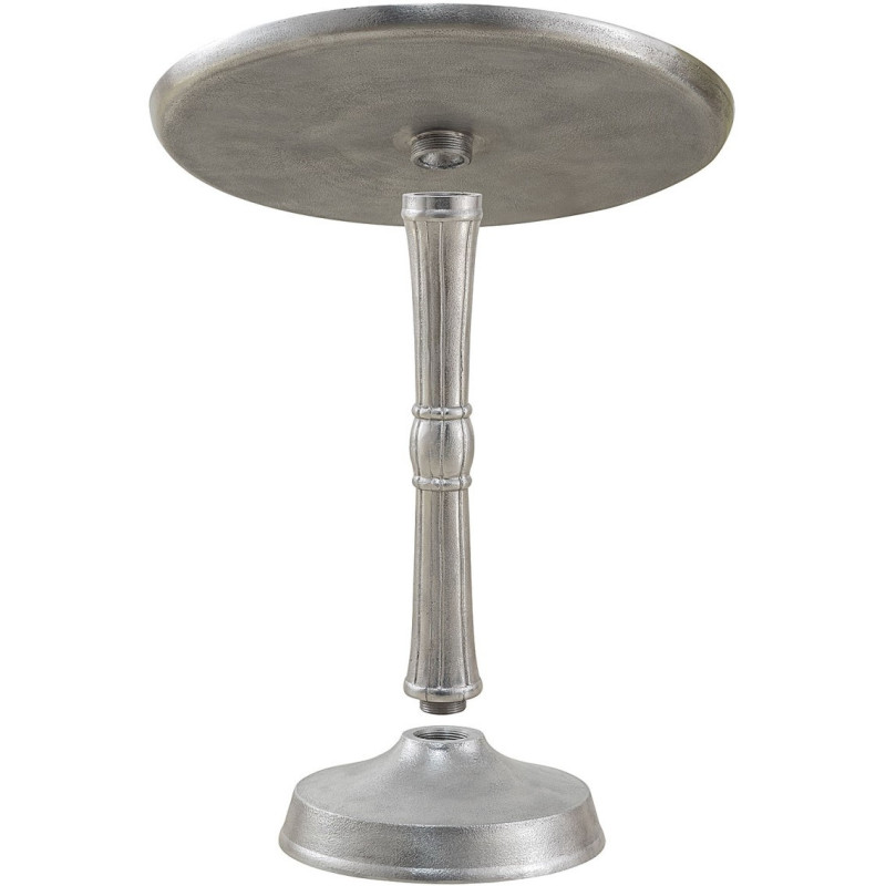 Sellette haute vintage Ronde en Métal Argenté Vieilli Pyrven - 6