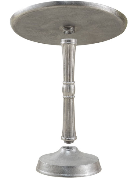 Sellette haute vintage Ronde en Métal Argenté Vieilli Pyrven - 6