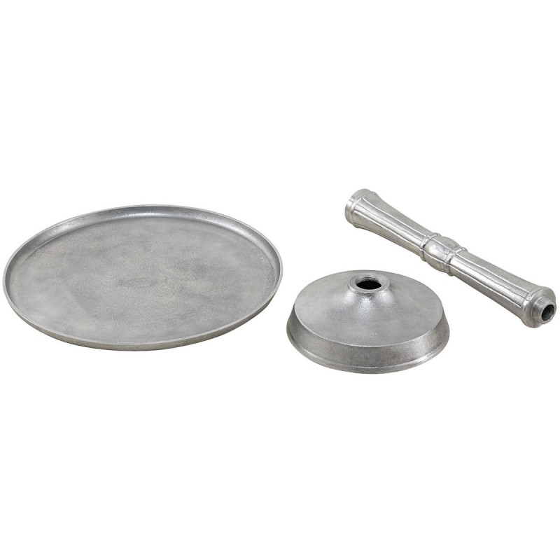 Sellette haute vintage Ronde en Métal Argenté Vieilli Pyrven - 7