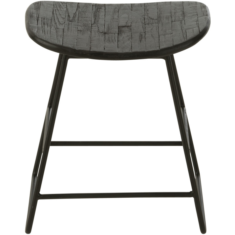 Tabouret Bas Rectangulaire en Bois de teck recyclé Noir Côme - 4