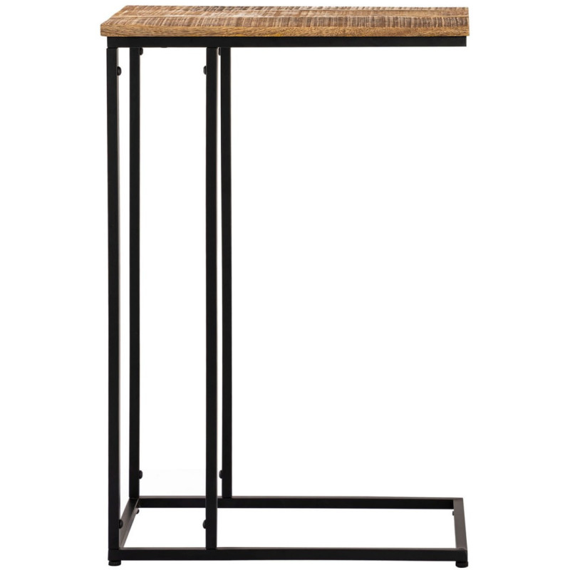 Bout de canapé moderne Rectangulaire en Bois de manguier recyclé Marron tabac Métal Noir Vyrlex - 4