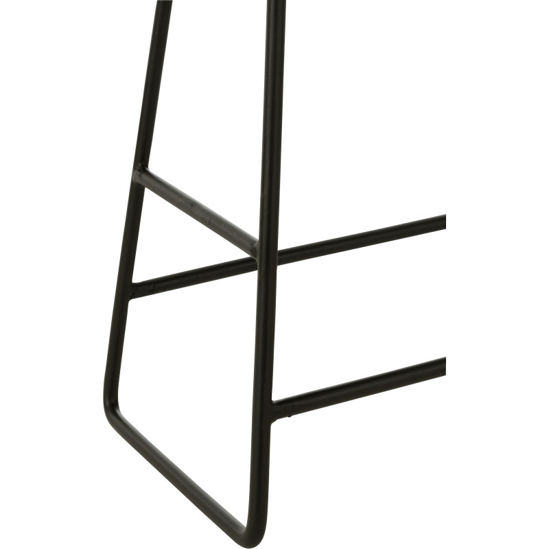 Tabouret Bas Rectangulaire en Bois de teck recyclé Noir Côme - 5