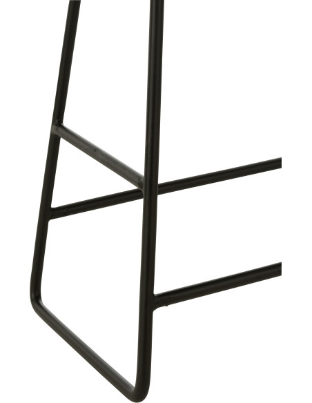 Tabouret Bas Rectangulaire en Bois de teck recyclé Noir Côme - 5