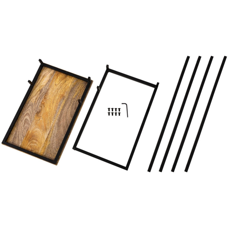 Bout de canapé moderne Rectangulaire en Bois de manguier recyclé Marron tabac Métal Noir Vyrlex - 8
