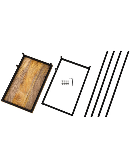 Bout de canapé moderne Rectangulaire en Bois de manguier recyclé Marron tabac Métal Noir Vyrlex - 8