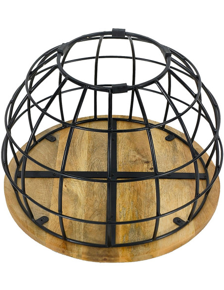 Table basse moderne Ronde en Bois de manguier massif Marron tabac Métal Noir Melyra - 6