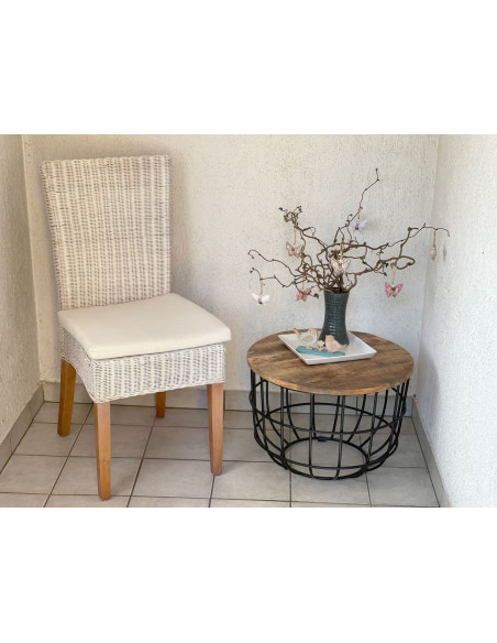 Table basse moderne Ronde en Bois de manguier massif Marron tabac Métal Noir Melyra - 9