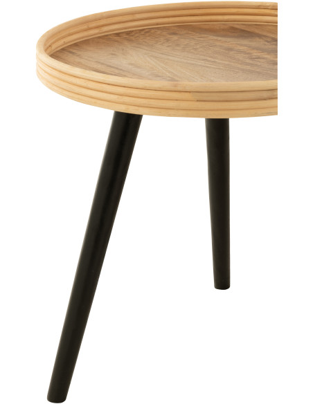 Table basse Gigogne Ronde en Bois de manguier Naturel Noir Melvin - 2