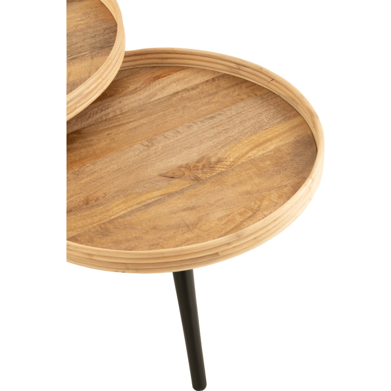 Table basse Gigogne Ronde en Bois de manguier Naturel Noir Melvin - 3
