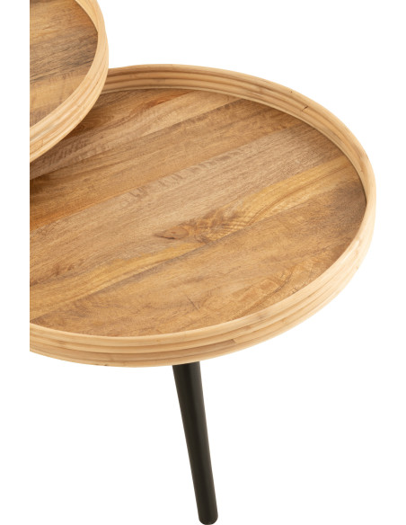 Table basse Gigogne Ronde en Bois de manguier Naturel Noir Melvin - 3