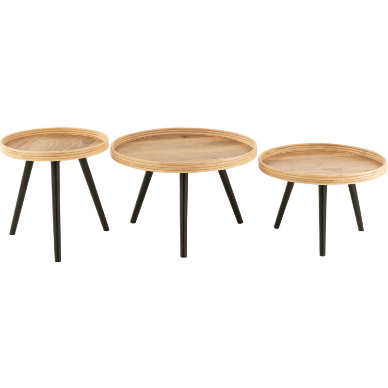 Table basse Gigogne Ronde en Bois de manguier Naturel Noir Melvin - 5