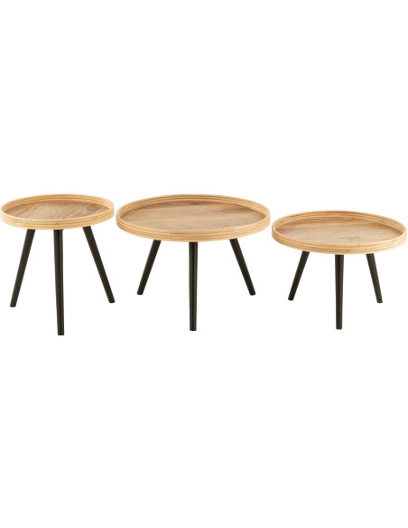 Table basse Gigogne Ronde en Bois de manguier Naturel Noir Melvin - 5