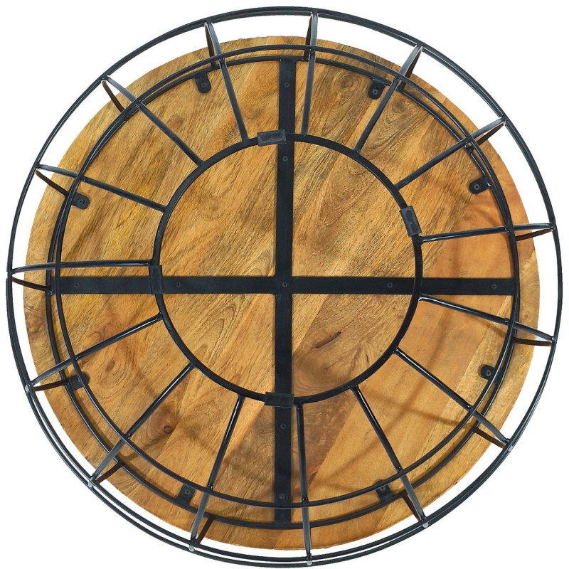 Table basse moderne Ronde en Bois de manguier massif Marron Métal Noir Melyra - 6
