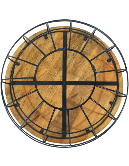 Table basse moderne Ronde en Bois de manguier massif Marron Métal Noir Melyra - 6