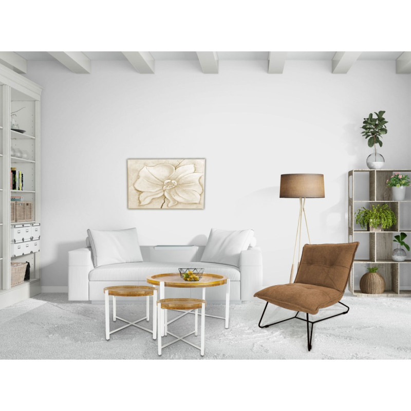 Table d'appoint industrielle Ronde en Bois de manguier recyclé Marron Métal Blanc Rynlox - 7