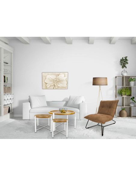 Table d'appoint industrielle Ronde en Bois de manguier recyclé Marron Métal Blanc Rynlox - 7