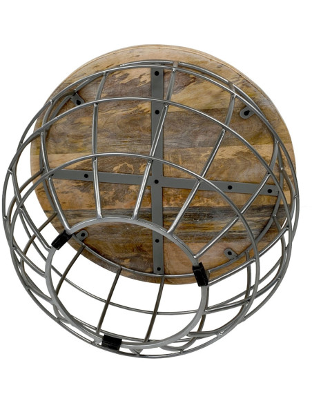 Table basse moderne Ronde en Bois de manguier massif Marron blanchi Métal Gris Melyra - 4