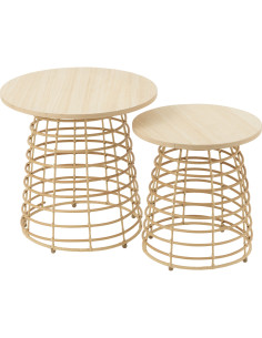 Table basse Gigogne Ronde en Bois Naturel Rahma J-Line - 1