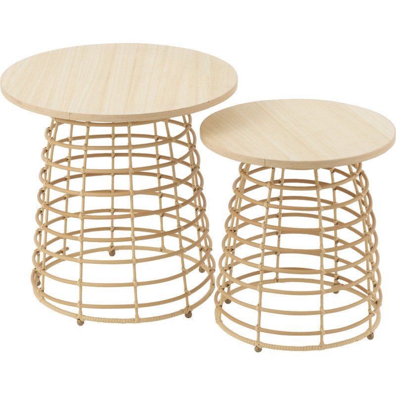 Table basse Gigogne Ronde en Bois Naturel Rahma J-Line - 1