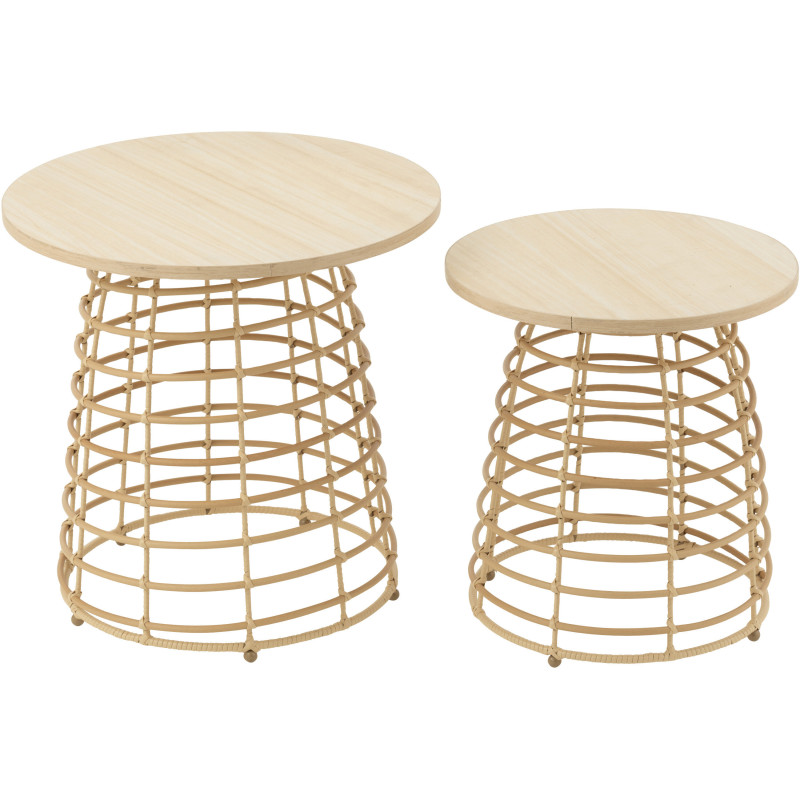 Table basse Gigogne Ronde en Bois Naturel Rahma J-Line - 2
