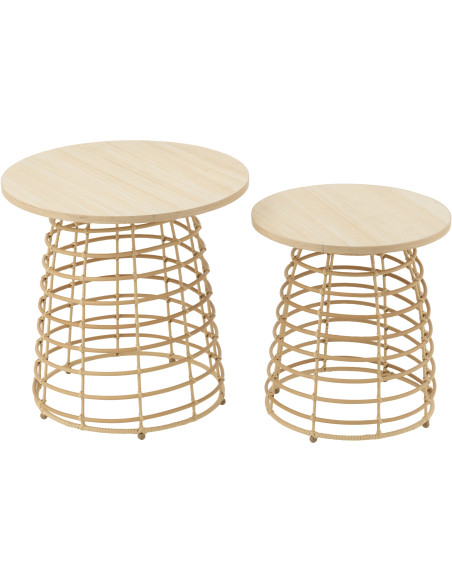 Table basse Gigogne Ronde en Bois Naturel Rahma J-Line - 2