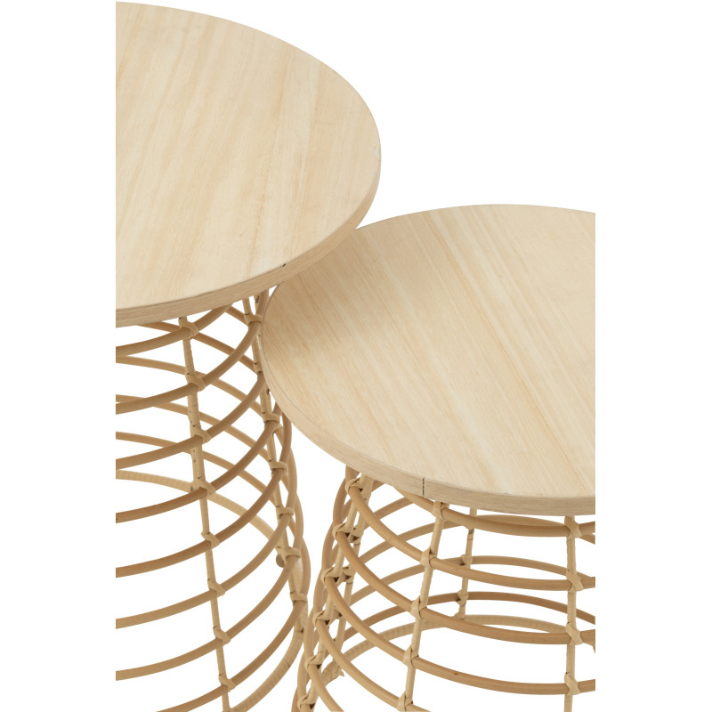 Table basse Gigogne Ronde en Bois Naturel Rahma J-Line - 3