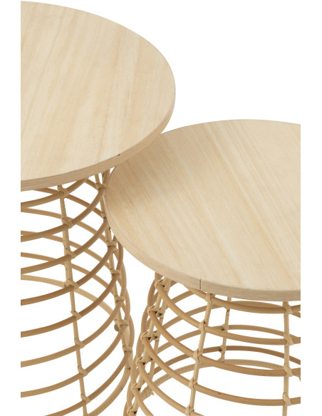 Table basse Gigogne Ronde en Bois Naturel Rahma J-Line - 3