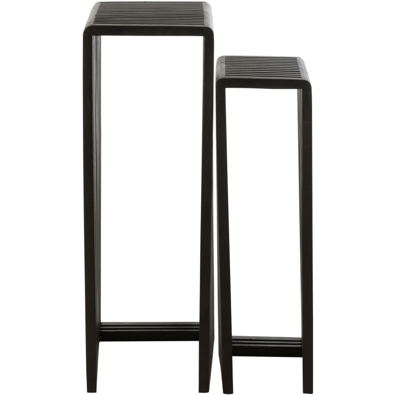 Sellette haute Gigogne Carrée en Bois de teck recyclé Noir Octave - 3