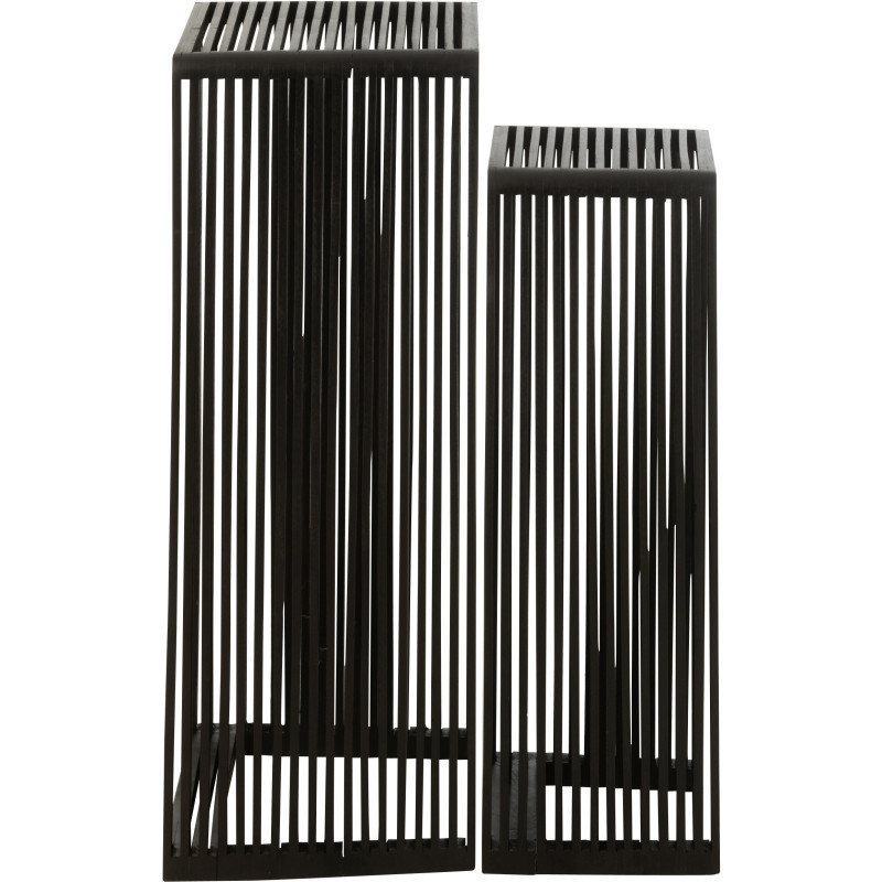 Sellette haute Gigogne Carrée en Bois de teck recyclé Noir Octave - 4