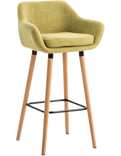 Tabouret de bar scandinave en Tissu Vert clair Bois de hêtre Naturel Norvyn - 1