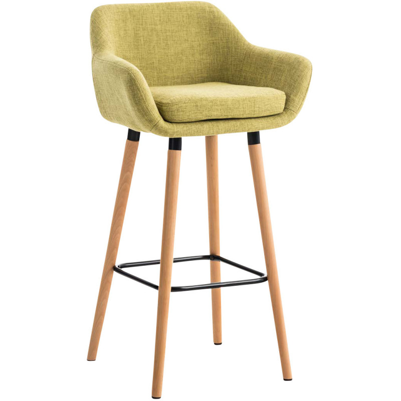 Tabouret de bar scandinave en Tissu Vert clair Bois de hêtre Naturel Norvyn - 1